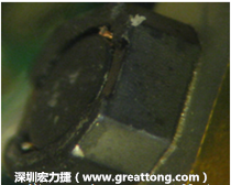 使用银(Ag)镀层的电源电感器(Power Inductors)，经过推力测试后，零件端点上已经看不到任何镀层的痕迹了，所以其耐推力就比较小。