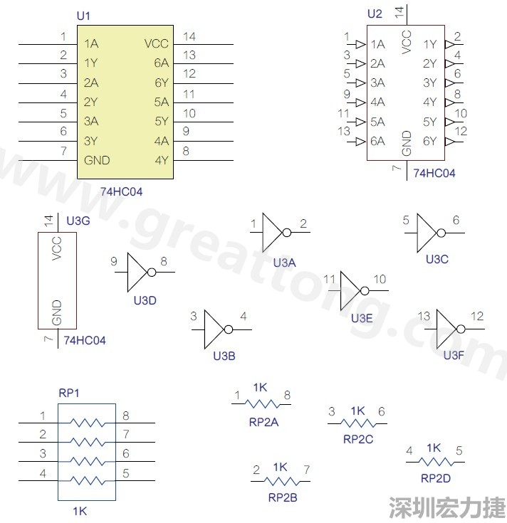 图1 半导体元件供应商所画的电路图符号是模拟元件的接脚图，而非讯号流程。