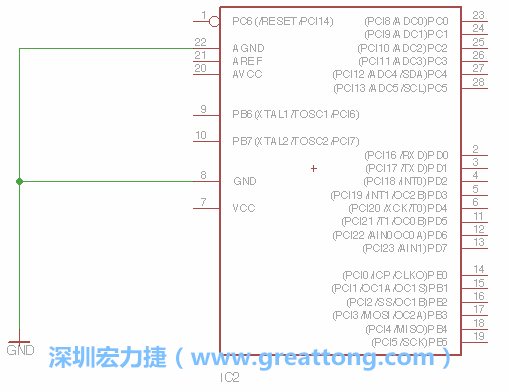 排针的用途是连接微控制器的输出和输入，它提供了一个平台给焊线和针脚。