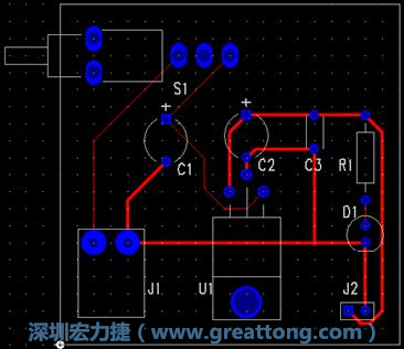 图4 使用单面板做人工布线