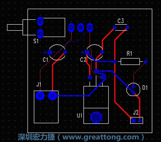 图5 使用双面板做自动布线