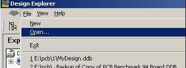 打开Protel 99 SE，点击File菜单选择“Open”打开需转换的文件