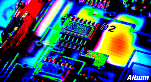 在大电流下运行的PCB板的红外图像