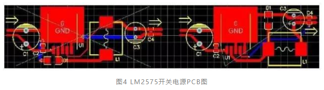 图4 LM2575开关电源PCB图