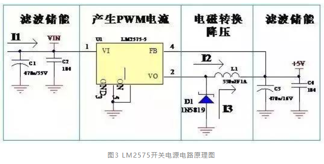 图3 LM2575开关电源电路原理图